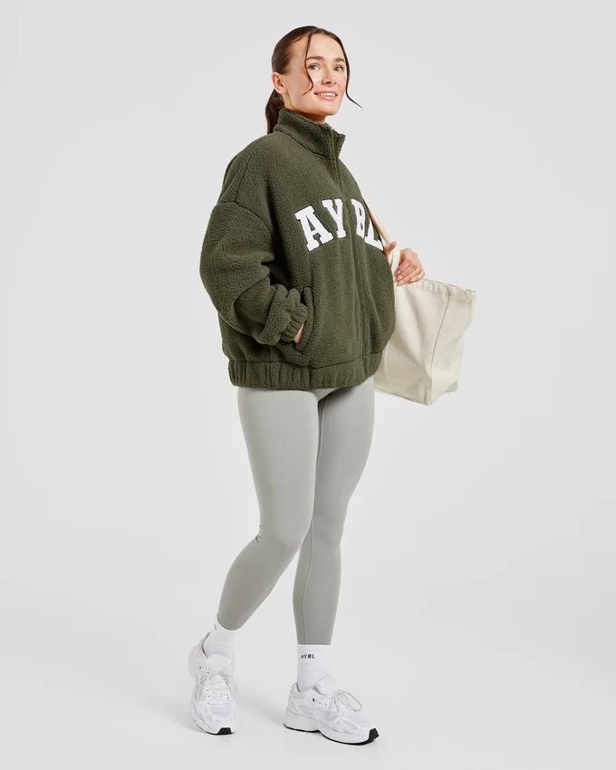 Veste zippée en polaire oversize style « varsity »