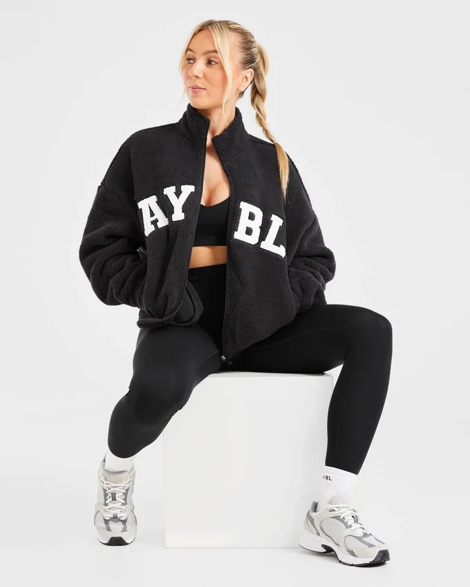 Veste zippée en polaire oversize style « varsity »